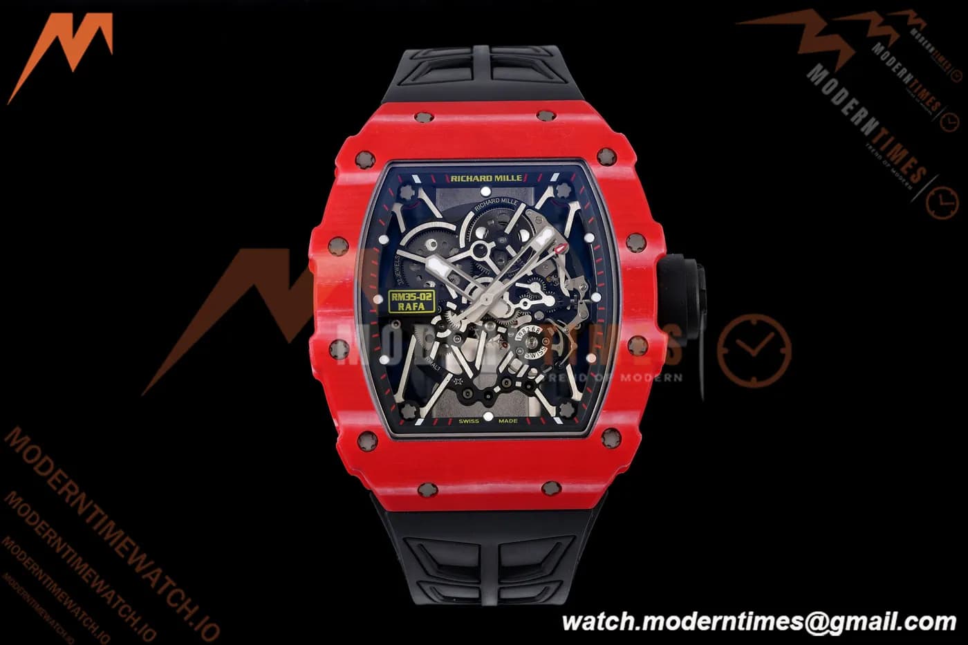 Richard Mille - RM35-02 Rafael Nadal Red NTPT/RU Blk/Blk Rehaut Skeleton UMI RMAL1 Free Sprung