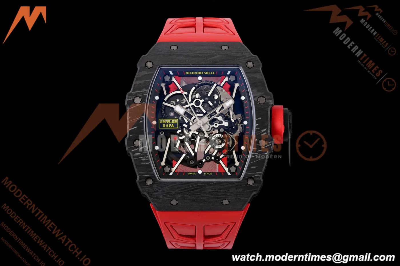 Richard Mille - RM35-02 Rafael Nadal Black NTPT/RU Blk/Blk Rehaut Skeleton UMI RMAL1 Free Sprung
