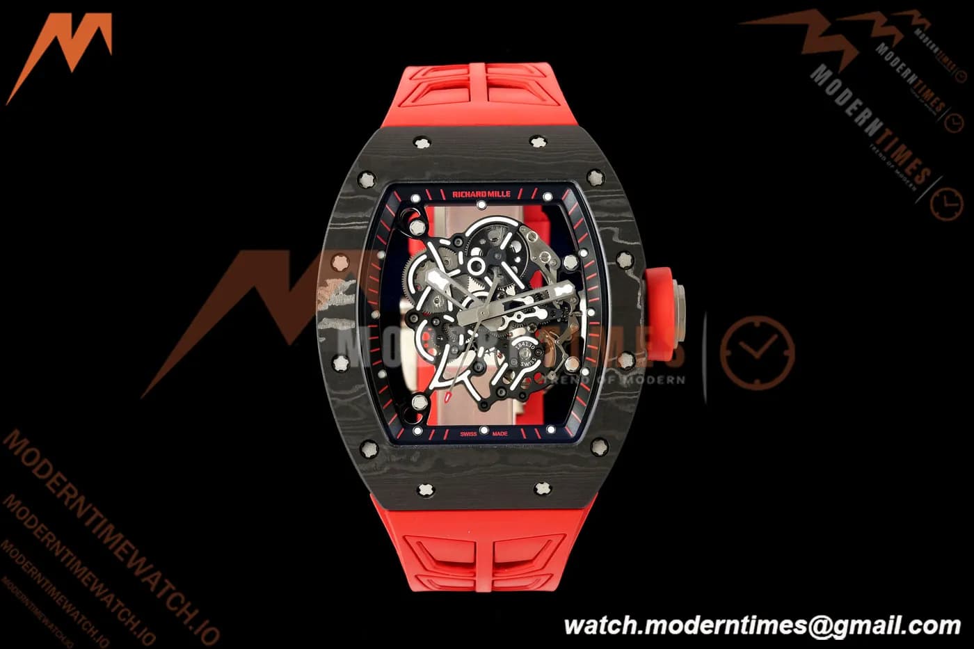 Richard Mille - RM055 Bubba Watson Black NTPT/Red RU Blk/Red Skeleton Dial MILLEF RMUL2 Free Sprung