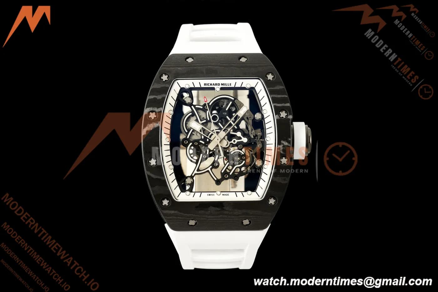 Richard Mille - RM055 Bubba Watson Blk NTPT/Wht RU Wht/Blk Skeleton Dial A9F RMUL2 Free Sprung
