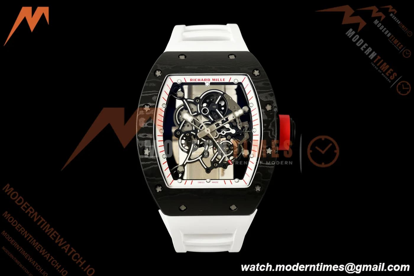 Richard Mille - RM055 Bubba Watson Blk NTPT/Wht RU Wht/Red Skeleton Dial A9F RMUL2 Free Sprung