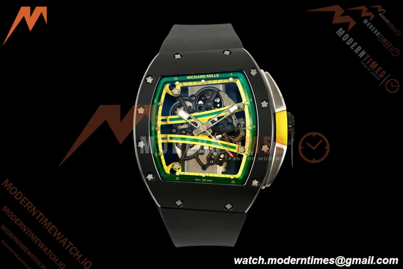 Richard Mille - RM61-01 Yohan Blake Blk CER/RU Blk/Grn/Yelw Skeleton A9F RMUL2 Free Sprung
