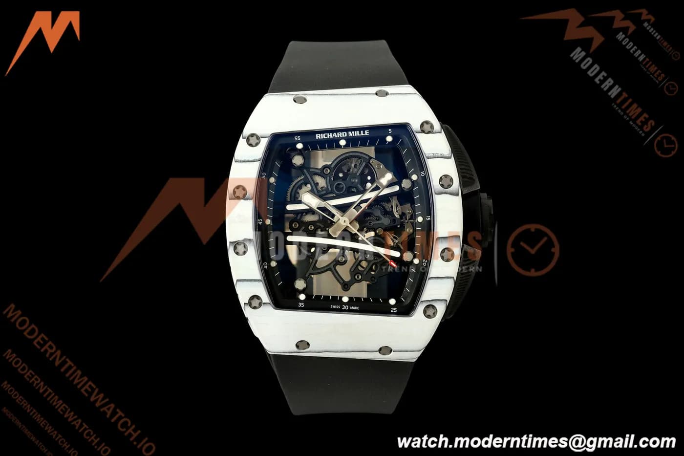 Richard Mille - RM61-01 Yohan Blake White NTPT/RU Black Rehaut Skeleton A9F RMUL2 Free Sprung