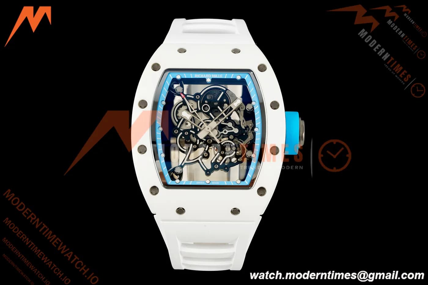 Richard Mille - RM055 Bubba Watson Asia Edition Wht CER/Wht RU Blu/Wht Skeleton Dial A9F RMUL2 Free Sprung