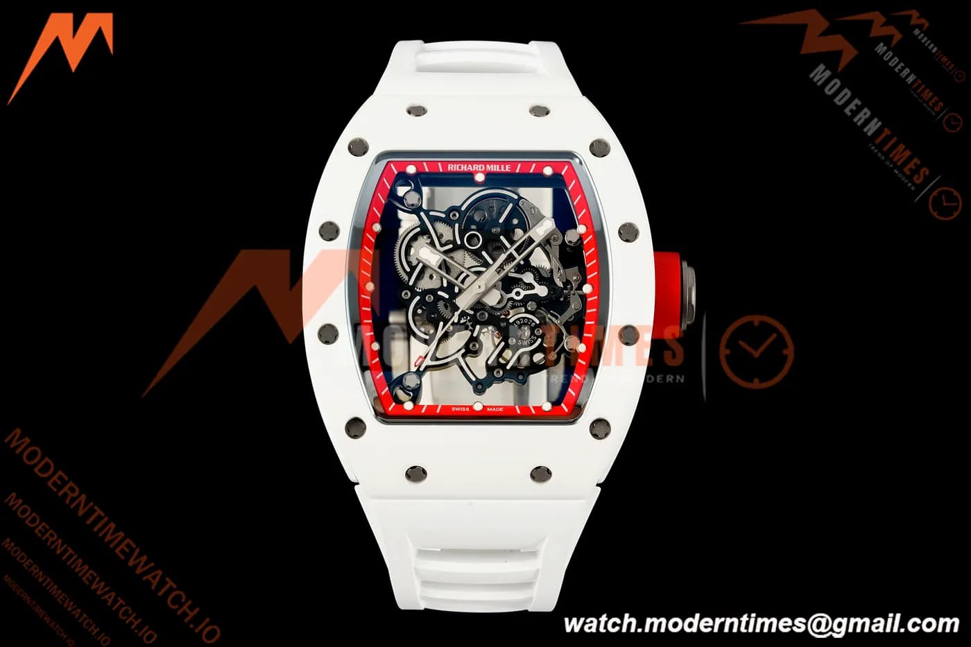 Richard Mille - RM055 Bubba Watson Asia Edition Wht CER/Wht RU Red/Wht Skeleton Dial A9F RMUL2 Free Sprung