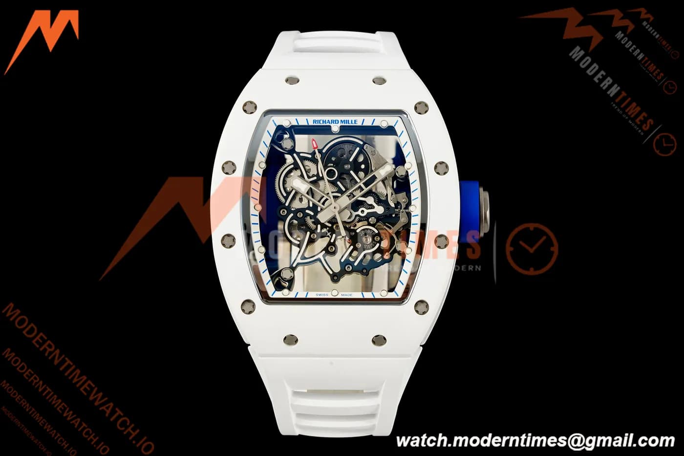Richard Mille - RM055 Bubba Watson Asia Edition Wht CER/Wht RU Wht/Blu Skeleton Dial A9F RMUL2 Free Sprung