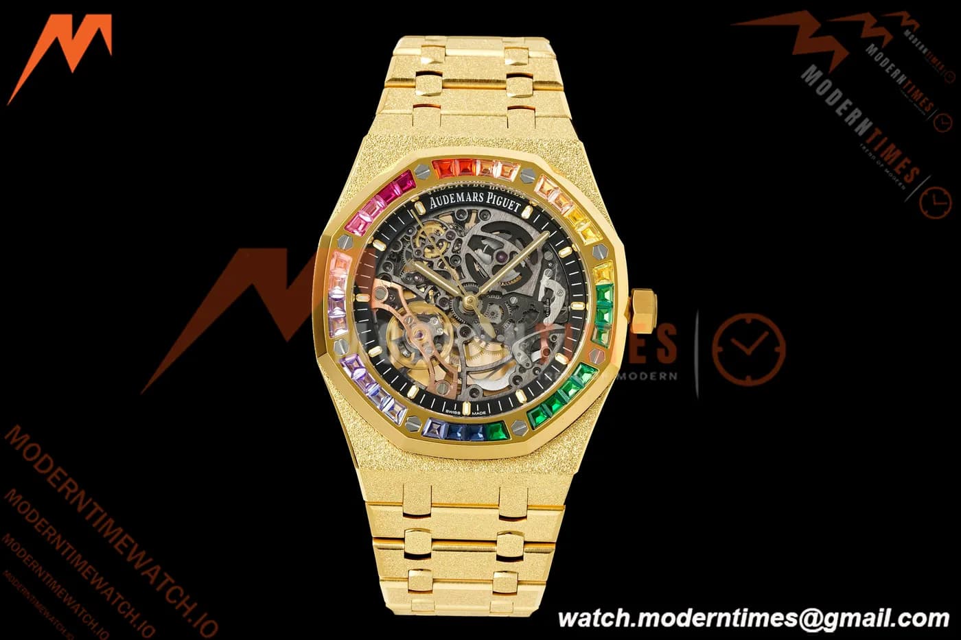 Audemars Piguet - Royal Oak 15412BA 41mm Rainbow YG/YG Skeleton Dial THBF V3 SH3132 Free Sprung