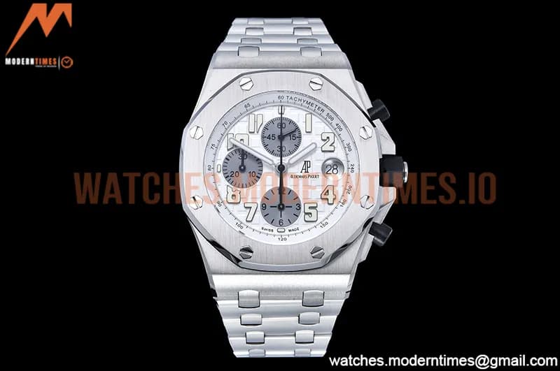 Audemars Piguet - AP ROO Chronograph SS/SS Wht/Silv/Num APF 7750 Mod