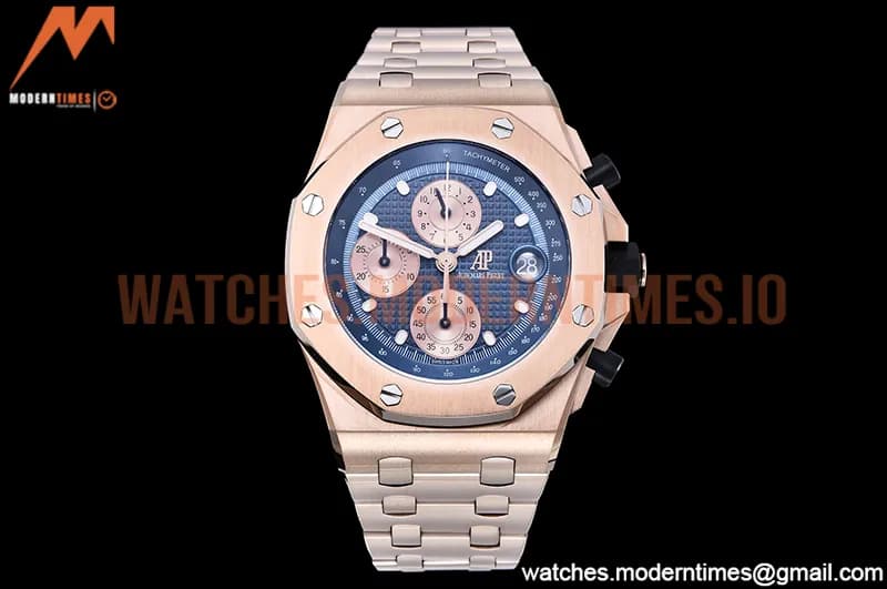 Audemars Piguet - AP ROO Chronograph RG/RG Blue/Dot APF A3126 Mod
