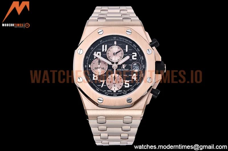 Audemars Piguet - AP ROO Chronograph RG/RG Black/Num APF A3126 Mod