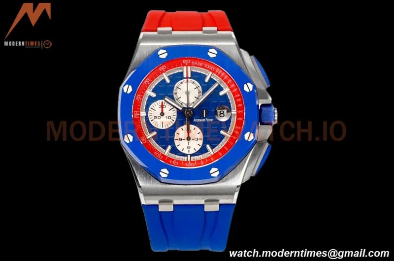 Audemars Piguet - AP ROO Chronograph 44mm CER/SS/RU Blue/Red JJF A3126 Mod