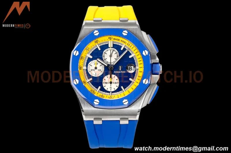 Audemars Piguet - AP ROO Chronograph 44mm CER/SS/RU Blue/Yelw JJF A3126 Mod