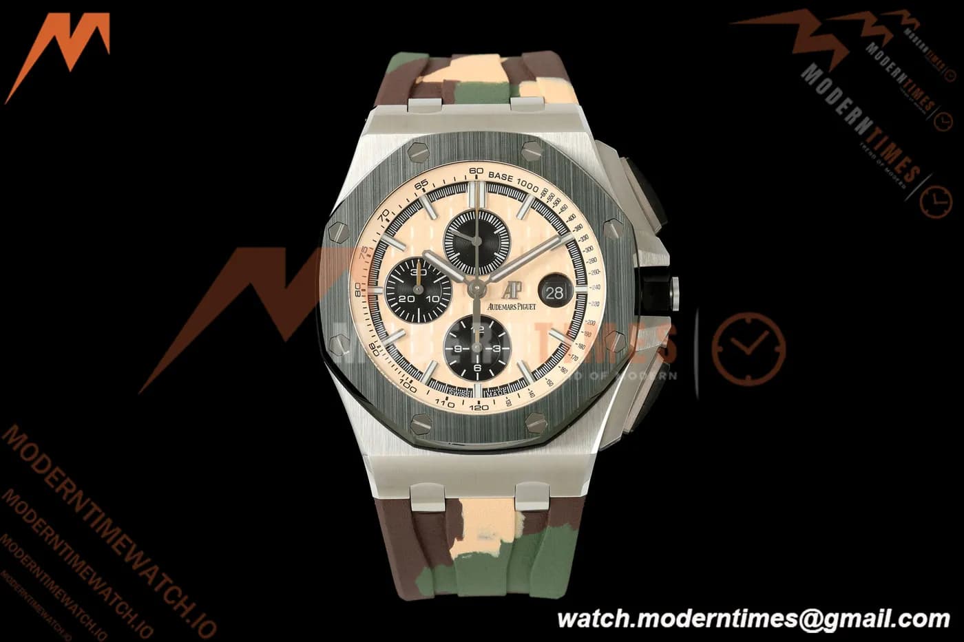 Audemars Piguet - AP ROO Chronograph 26400SO 44mm Green CER/SS Camouflage RU Beige/Blk Dial JF A3126