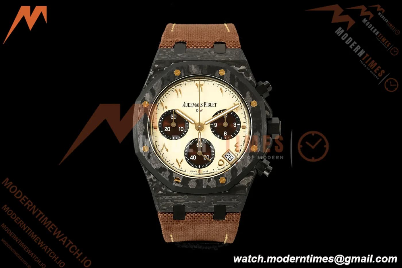 Audemars Piguet - Royal Oak DIW 26240 41mm Carbon Fiber/NY Ivory/Dark Brown NEW APF SH4401