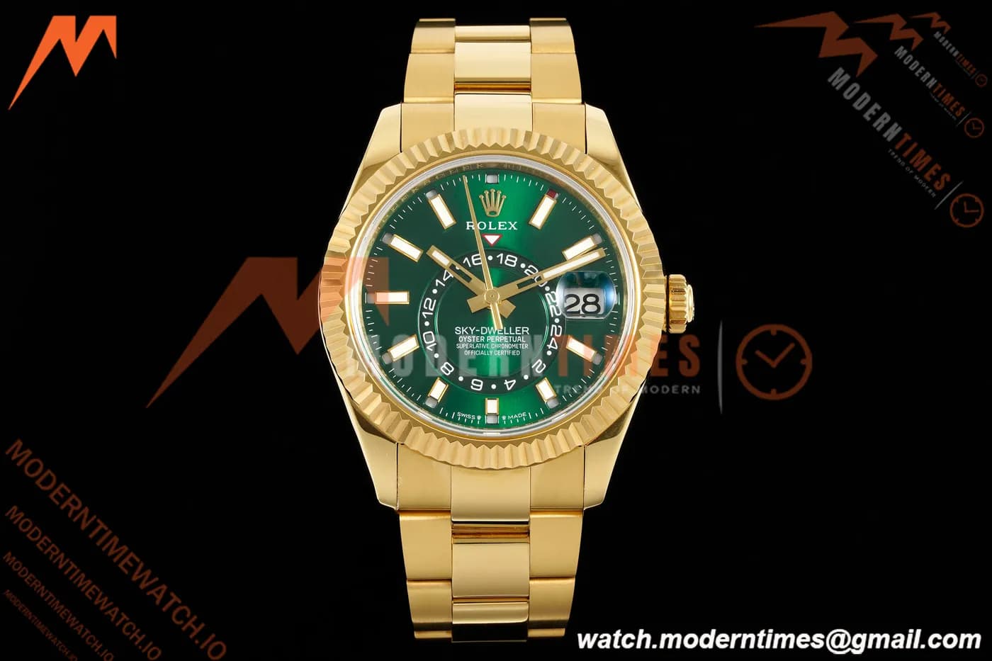 Rolex - 2025 Skydweller 336938 Oyster YG/YG Green Noob V2 A9002