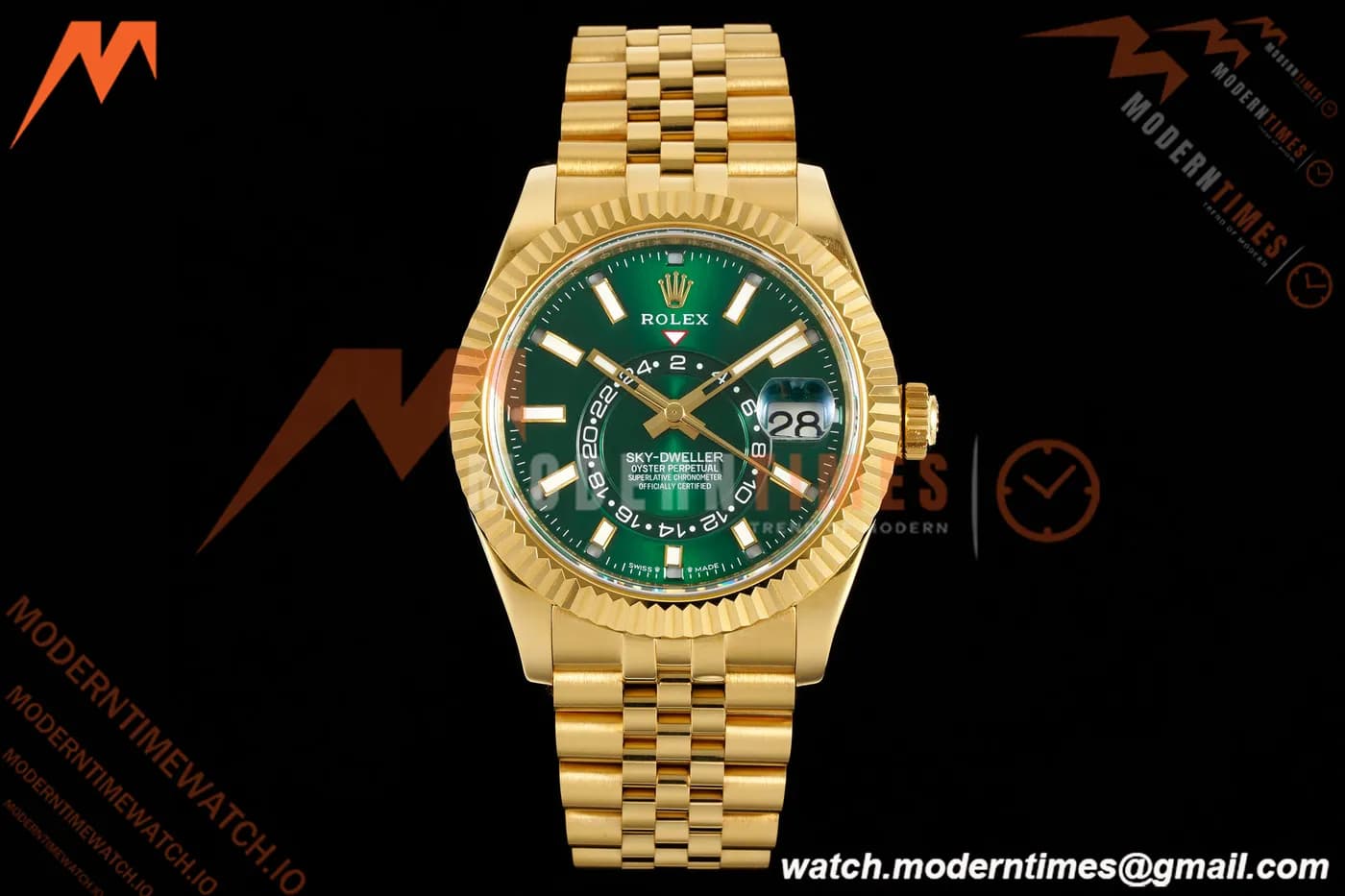 Rolex - 2025 Skydweller 336938 Jubilee YG/YG Green Noob V2 A9002