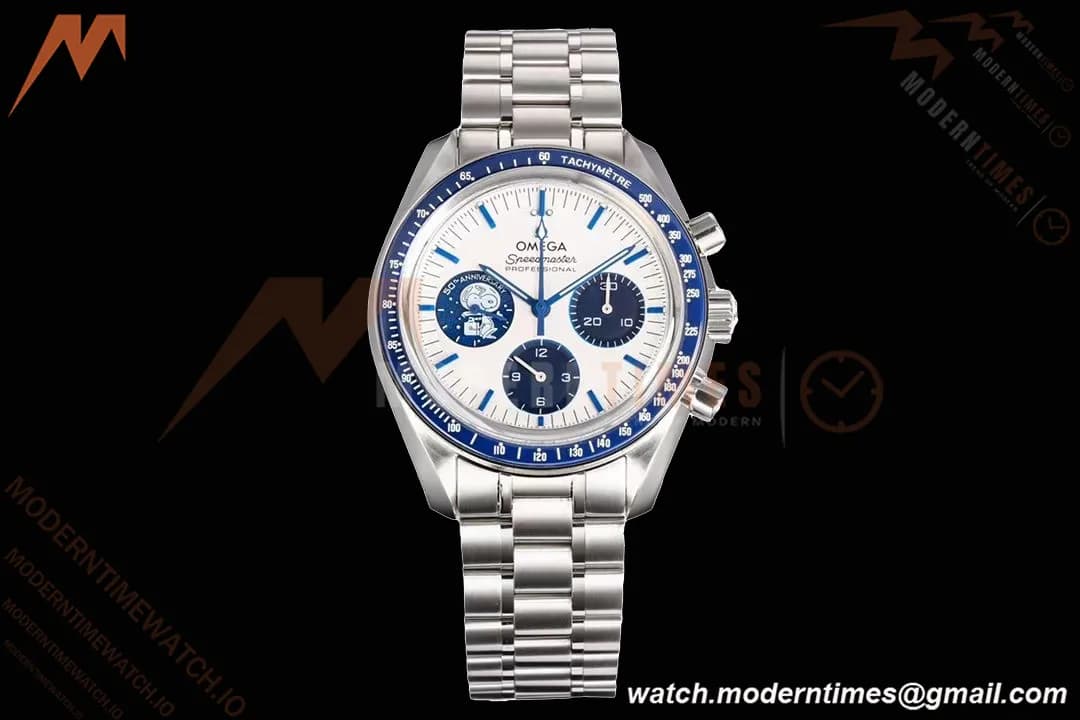Omega - Speedmaster “Silver Snoopy Award” 50th Anniversary 42mm SS/NY Wht/Blue OSF V2 Cal.3861