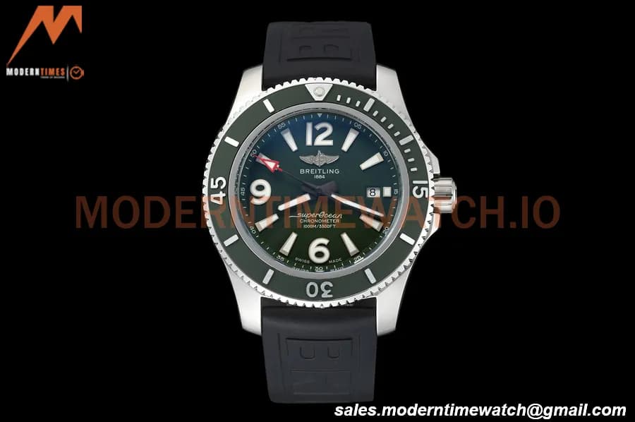 Breitling - Superocean 44mm Red SS/SS Green BLSF A2824