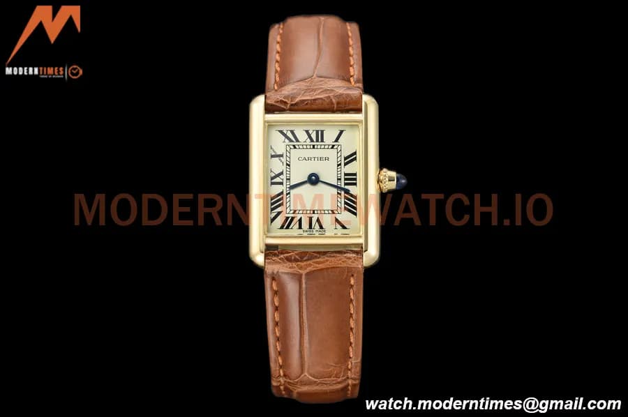 Cartier - Tank Louis Cartier Ladies 22mm YG/LE White DRF Swiss Qtz