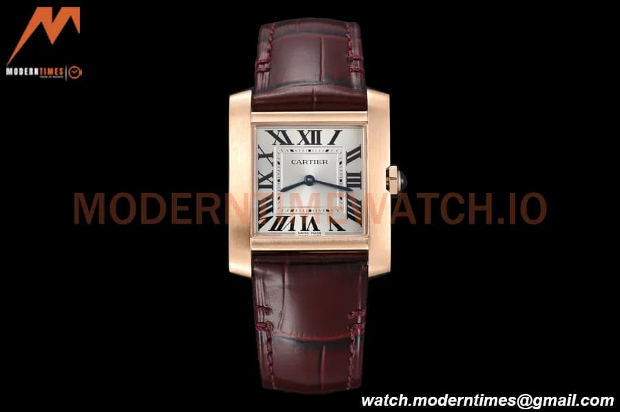 Cartier - Tank Francaise 27mm Medium Size RG/LE Brn/Silv/Rmn 8848F Swiss Qtz