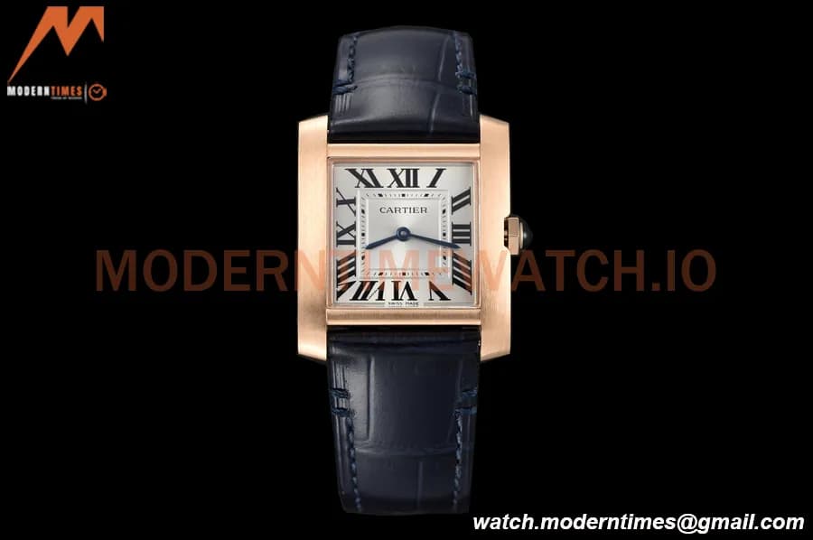 Cartier - Tank Francaise 27mm Medium Size RG/LE Blu/Silv/Rmn 8848F Swiss Qtz