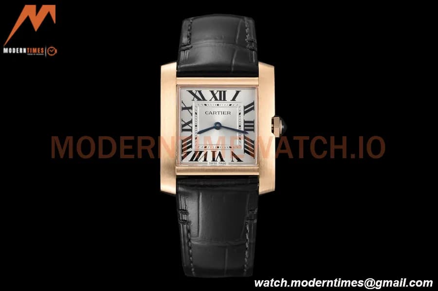 Cartier - Tank Francaise 27mm Medium Size RG/LE Blk/Silv/Rmn 8848F Swiss Qtz