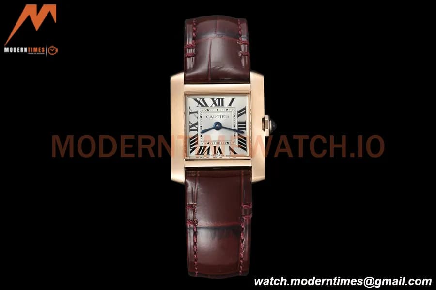 Cartier - Tank Francaise 21mm Small Size RG/LE Brn/Silv 8848F Swiss Qtz
