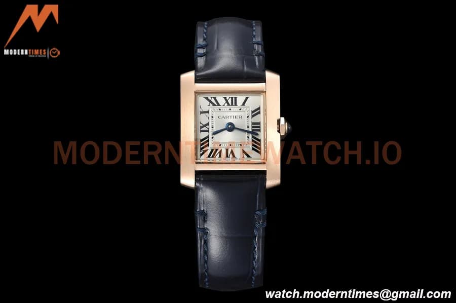 Cartier - Tank Francaise 21mm Small Size RG/LE Blue/Silv 8848F Swiss Qtz