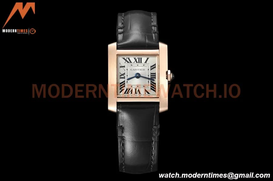 Cartier - Tank Francaise 21mm Small Size RG/LE Blk/Silv 8848F Swiss Qtz