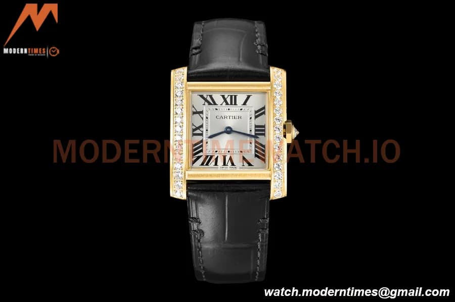 Cartier - Tank Francaise 27mm Medium Size YG/LE Blk/Dia/Silv 8848F Swiss Qtz