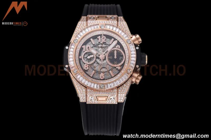 Hublot - Big Bang Unico 44mm Diamond RG/RU Dia-Blk/Ske BBF A1280