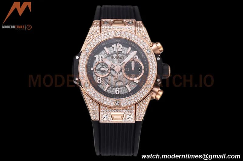 Hublot - Big Bang Unico 44mm Diamond RG/RU Blk/Ske BBF A1280