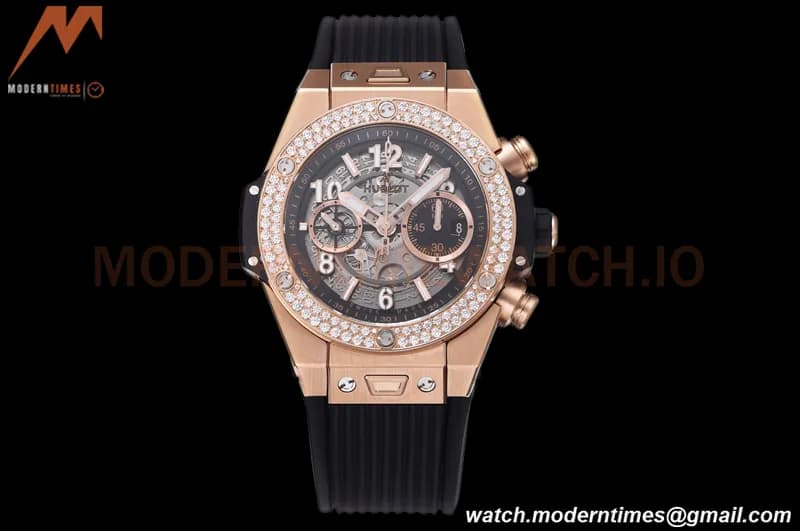 Hublot - Big Bang Unico 44mm Diamond Bezel RG/RU Blk/Ske BBF A1280