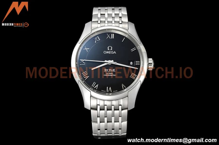 Omega - De Ville Mens Co-Axial 41mm SS/SS Black Roman VSF A8500