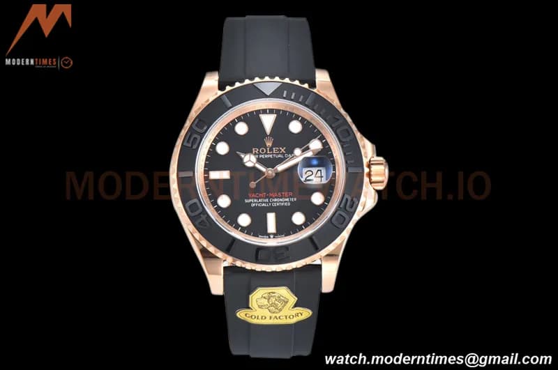 Rolex - YachtMaster 126655 40mm RG/RU Blk Gold VR3235