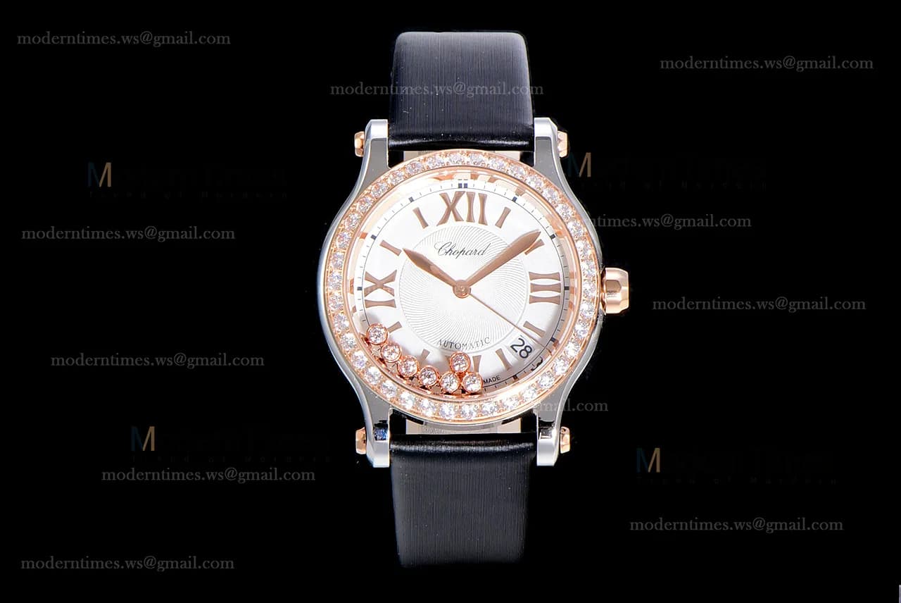 Chopard Happy Diamonds Sapphire RG/SC Wht/Blk YFF ASIA2892-2 Automatic 278559-3003