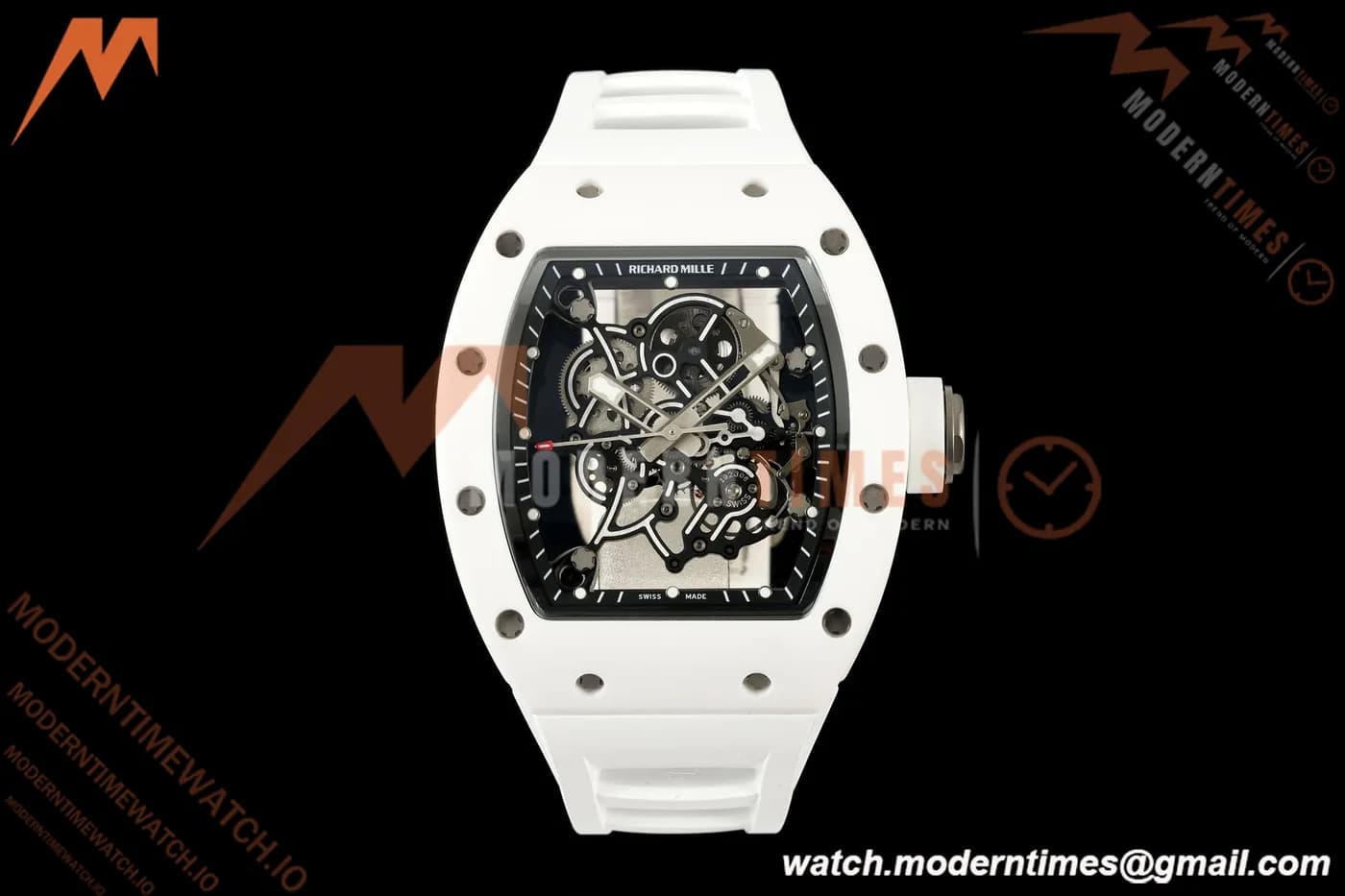 Richard Mille - RM055 Bubba Watson White CER/RU Blk/Blk Rehaut Skeleton A9F RMUL2 Free Sprung