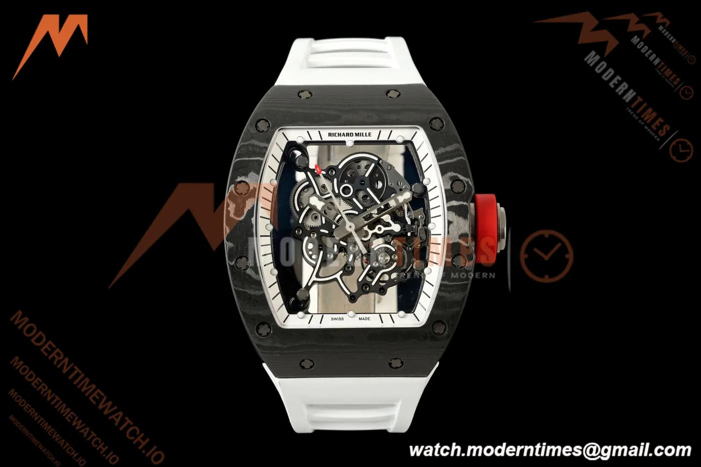 Richard Mille - RM055 Bubba Watson White Legend Black NTPT/RU Blk/Wht Rehaut Skeleton Brushed Ribs BOSS RMUL2 Free Sprung