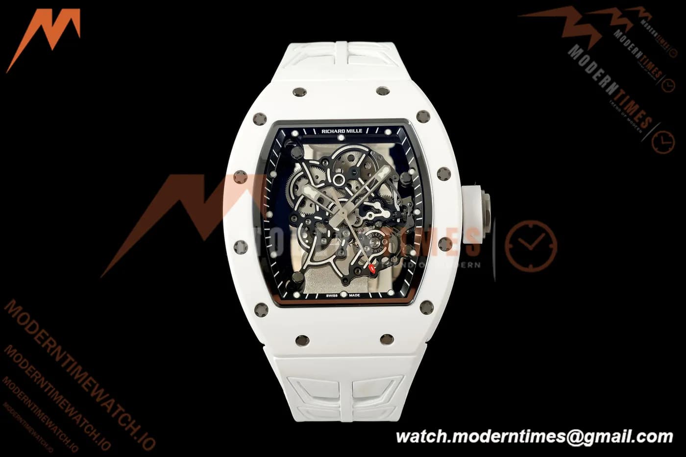Richard Mille - RM055 Bubba Watson White CER/RU Blk/Blk Rehaut Skeleton Boss RMUL2 Free Sprung