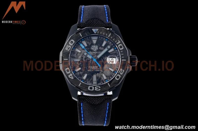 Tag Heuer - Aquaracer Caliber 5 41mm PVD/NY Carbon Black/Blue TARF SW200