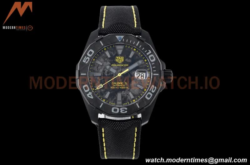Tag Heuer - Aquaracer Caliber 5 41mm PVD/NY Carbon Black/Yelw TARF SW200