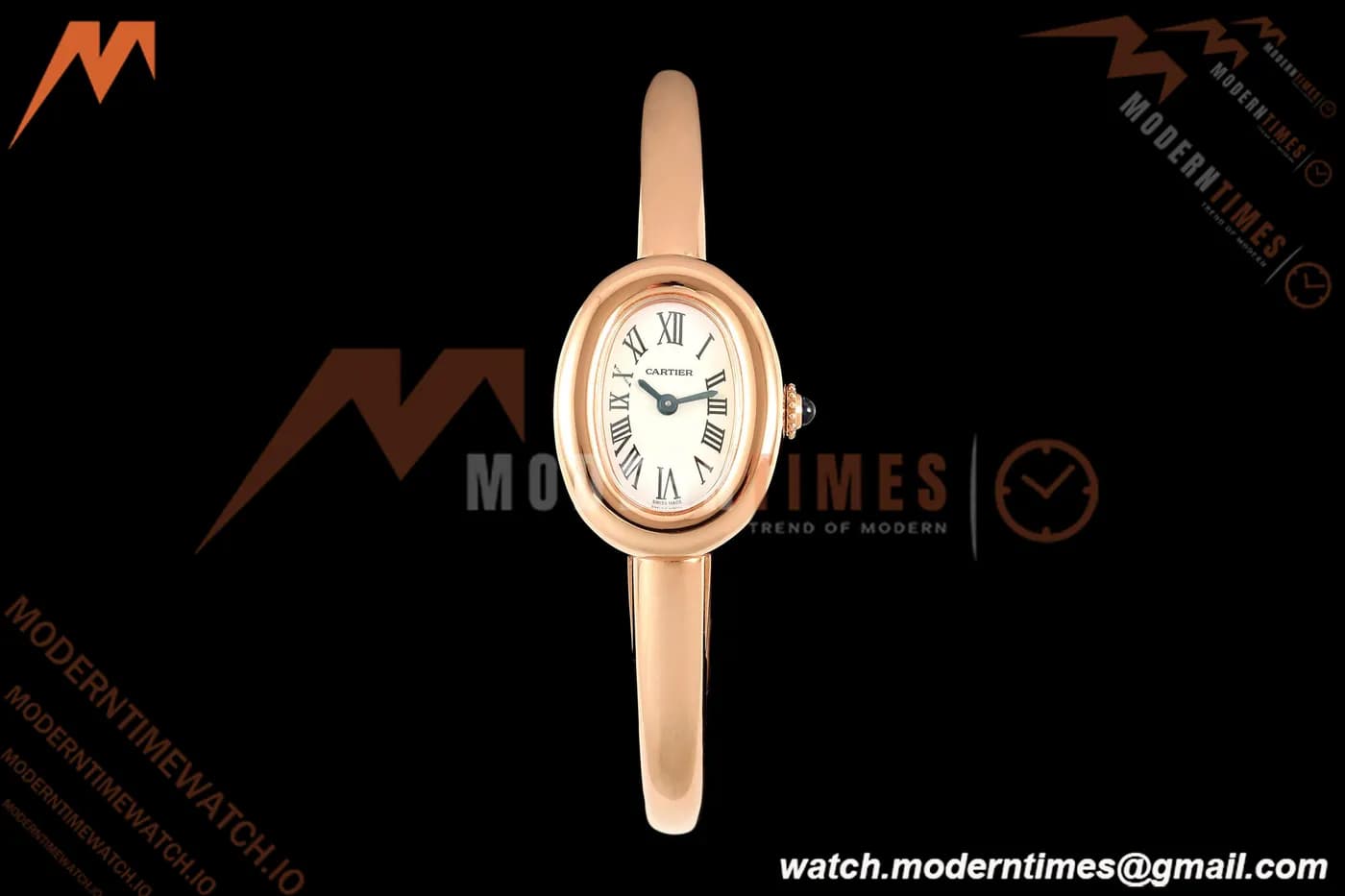 Cartier - Baignoire Ladies 24.6mm RG/RG White Roman Size 16 BLSF Swiss Quartz
