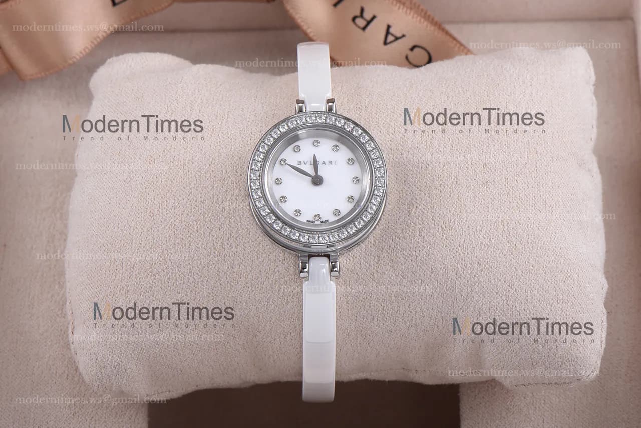 Bvlgari Bzero1 Series Diams SS/LE Wht/Wht ZLO Quartz 102397 BZ23BSDL/12