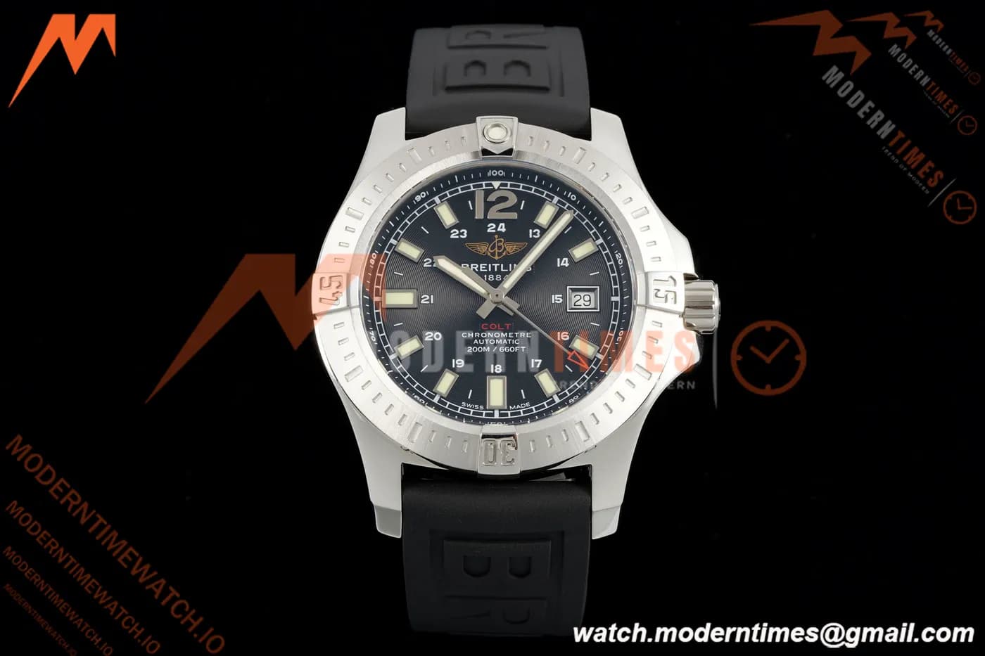 Breitling - Colt Automatic 44mm SS/RU Blk/Stk TF V2 A2824