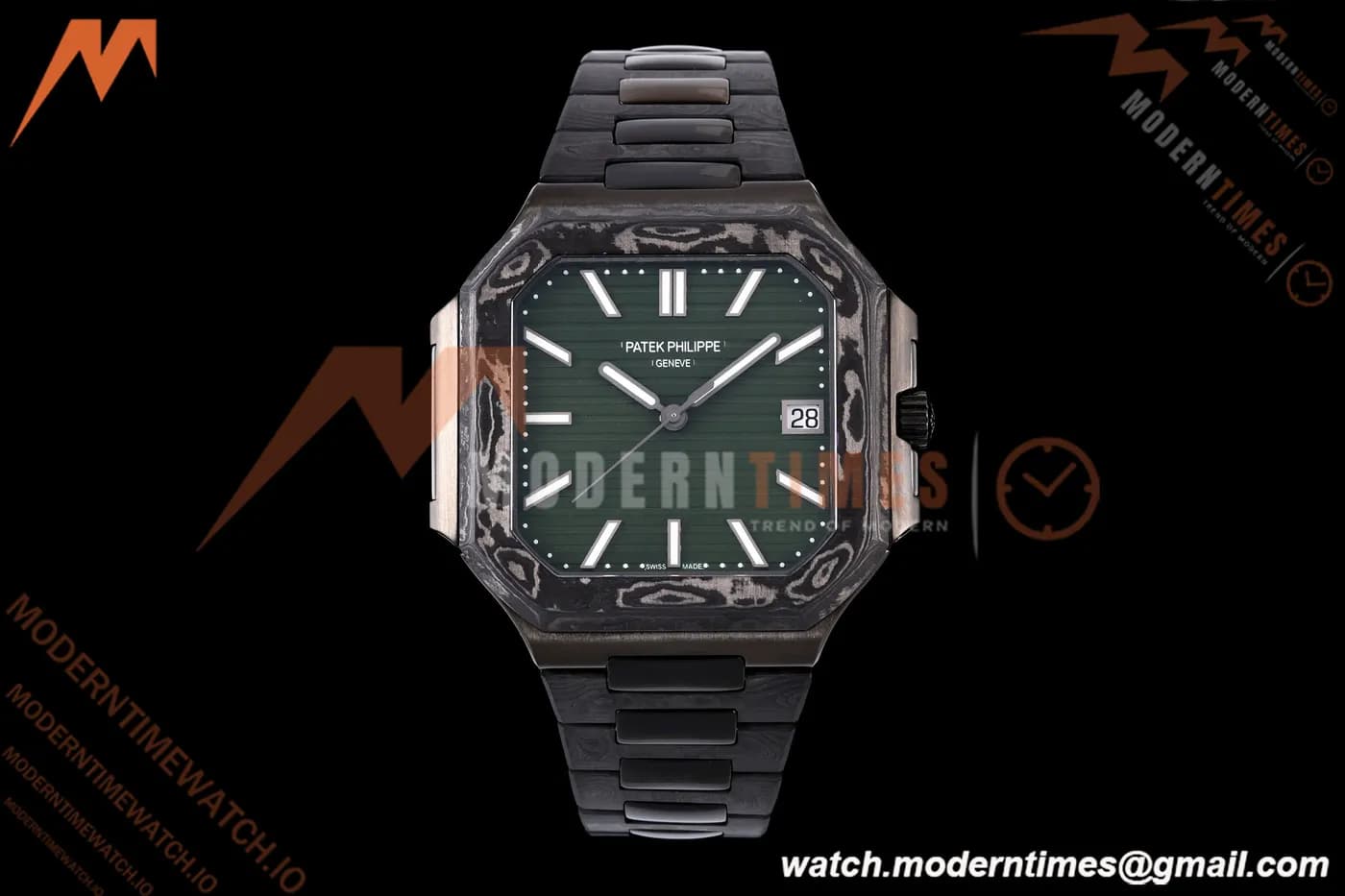 Patek Philippe - Cubitus 7128 40mm Black Carbon Green Dial DIWF A324