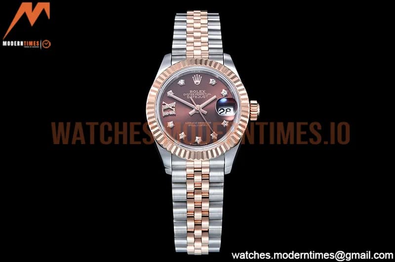 Rolex - DJ Ladies 28mm Jub Flt 904L RG/SS Brn/S-Dia GMF A2671