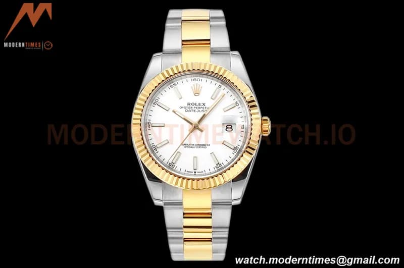 Rolex - DJ2 41mm 126333 Oys Flt 316L YG/SS Wht/Stk A+F VR3235