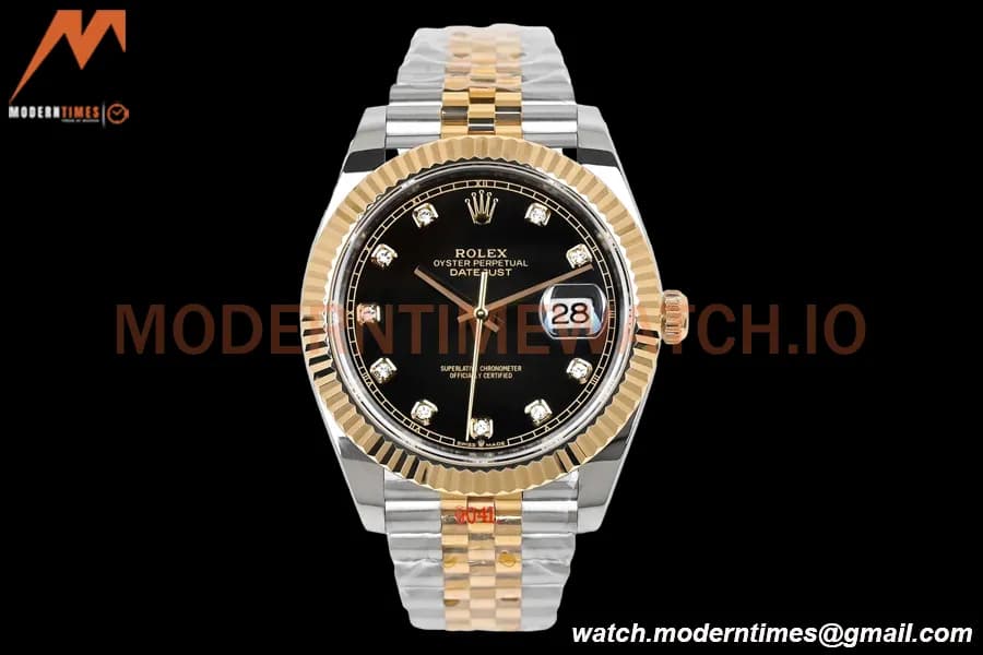 Rolex - DJ2 41mm 126333 Jub Flt Gold Wrapped 904L YG/SS Black/Dia EWF A3235