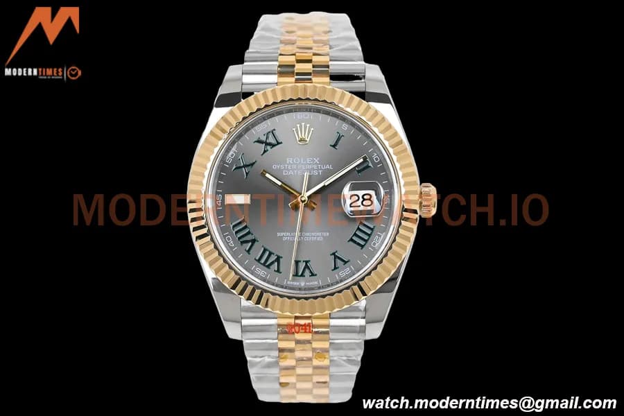 Rolex - DJ2 41mm 126333 Jub Flt Gold Wrapped 904L YG/SS Wimbledon Grey/Rmn EWF A3235