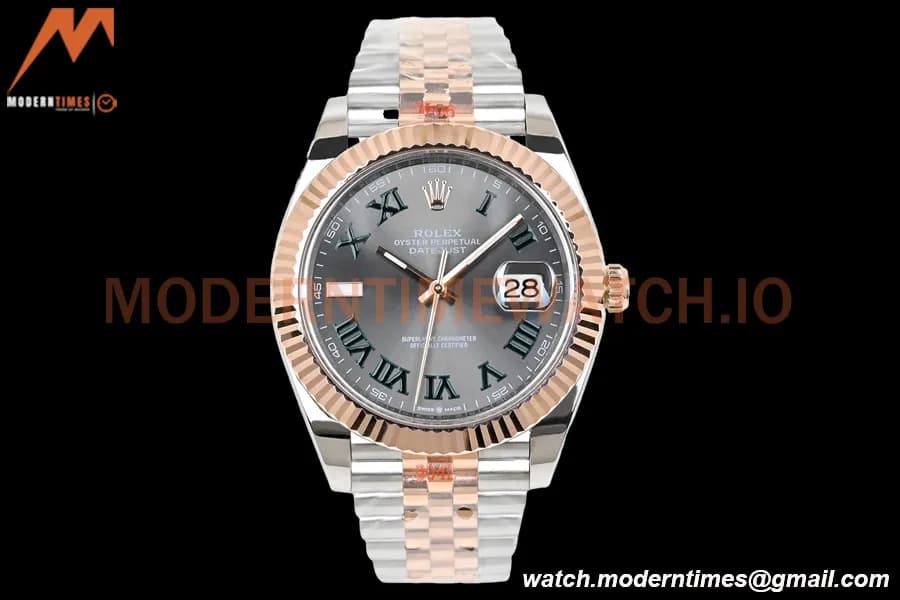 Rolex - DJ2 41mm 126331 Jub Flt Gold Wrapped 904L RG/SS Wimbledon Grey/Rmn EWF A3235